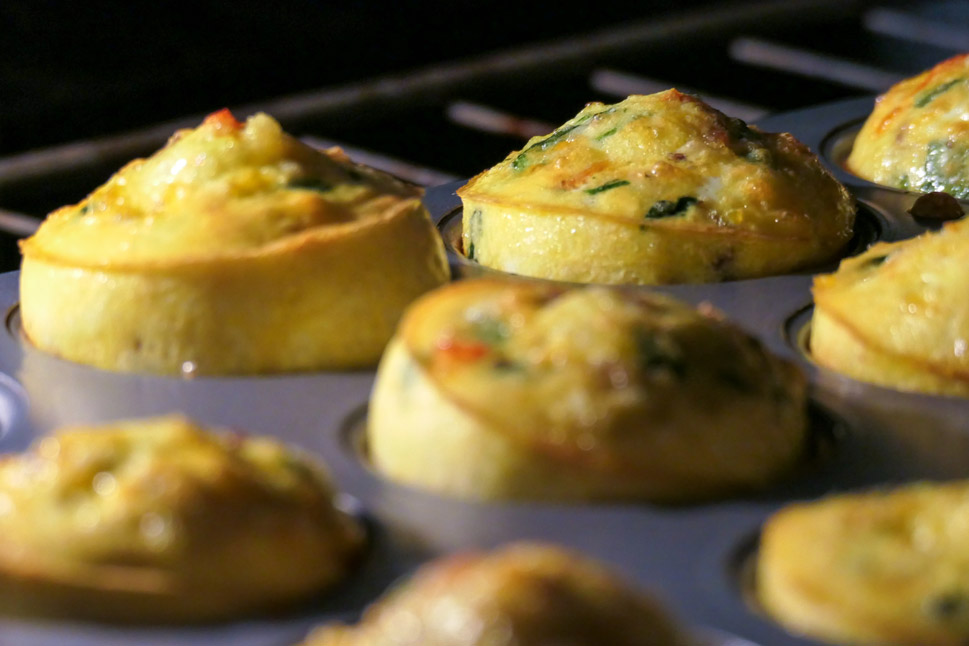 Fritatta Muffins, rising in the oven