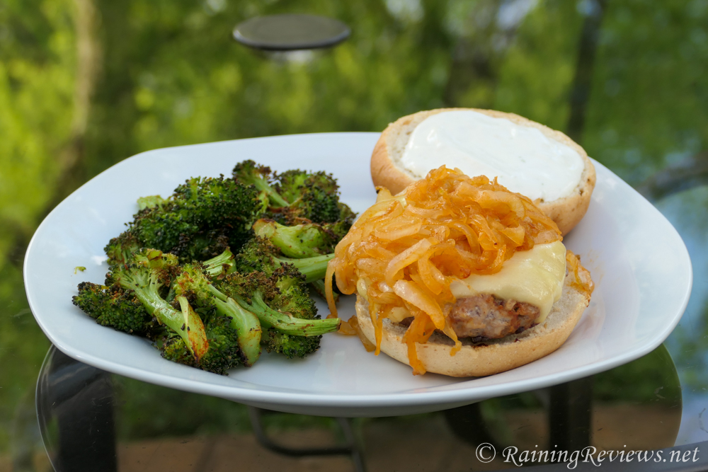 HelloFresh Gouda Pork Burgers with Roasted Broccoli